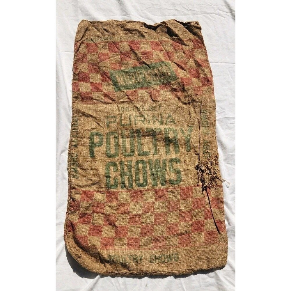 Vintage Purina Poultry Chows 100# Burlap Empty Sack